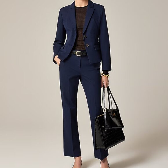 J. Crew Women's Kaya pant in bi-stretch cotton blend Size 2 Navy Color - Picture 1 of 6